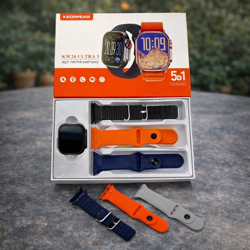 ساعت هوشمند kw26ultra برند keqiwear با۵ بند