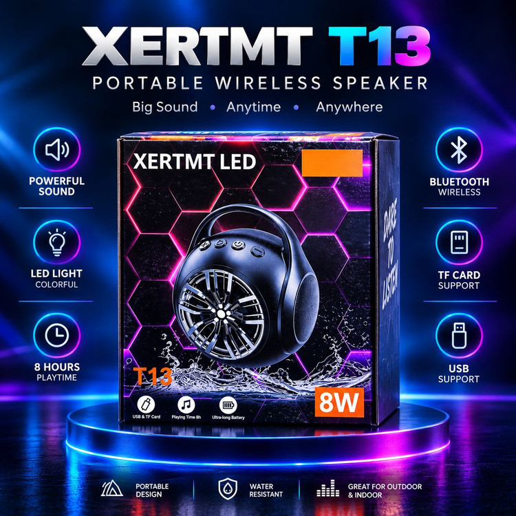 اسپیکر بلوتوثی XERTMT T13 چراغدار با صدای ۸ وات