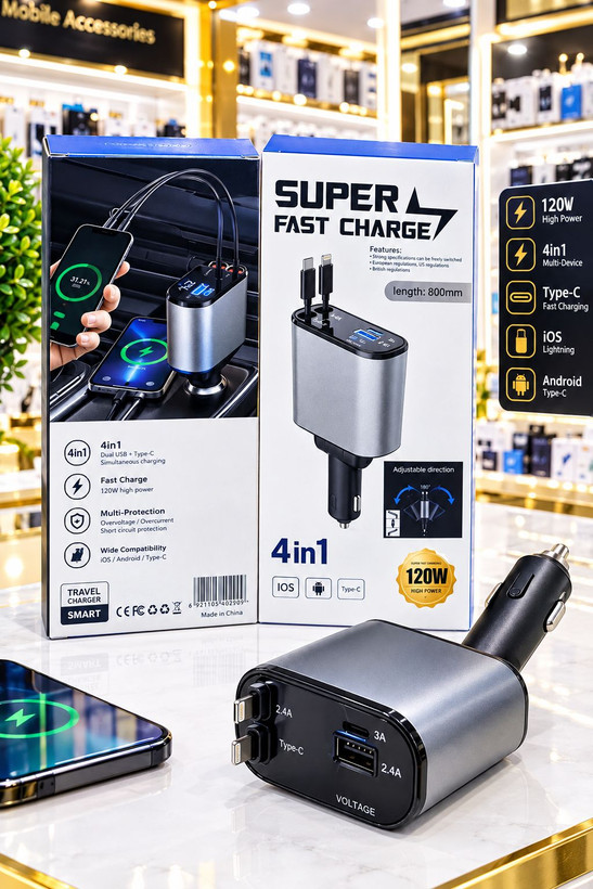 شارژر فندکی 4in1 مدل Super Fast Charge